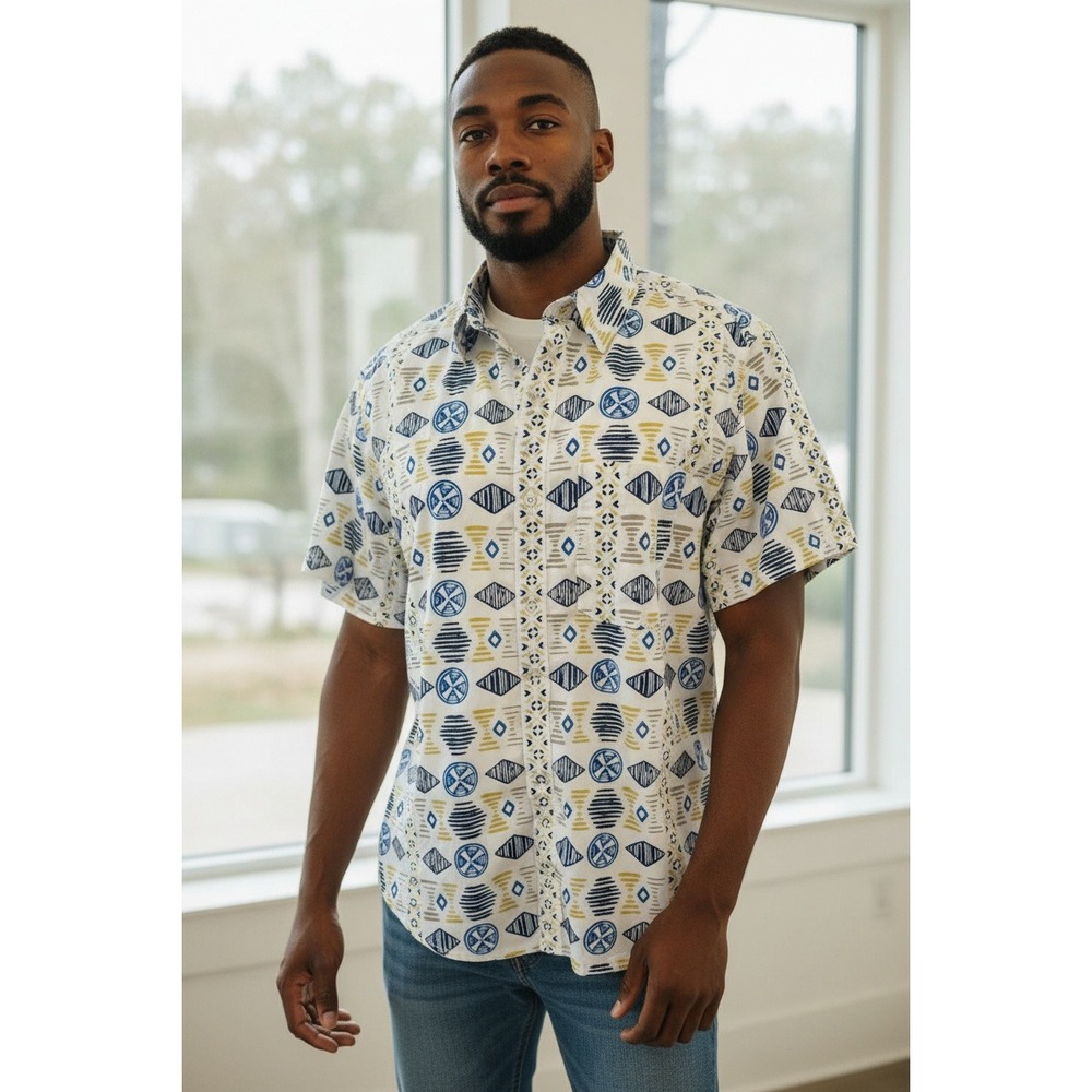 The North Face Baytrail Woven Print Beach Short Sleeve Button Shirt Men's Size M